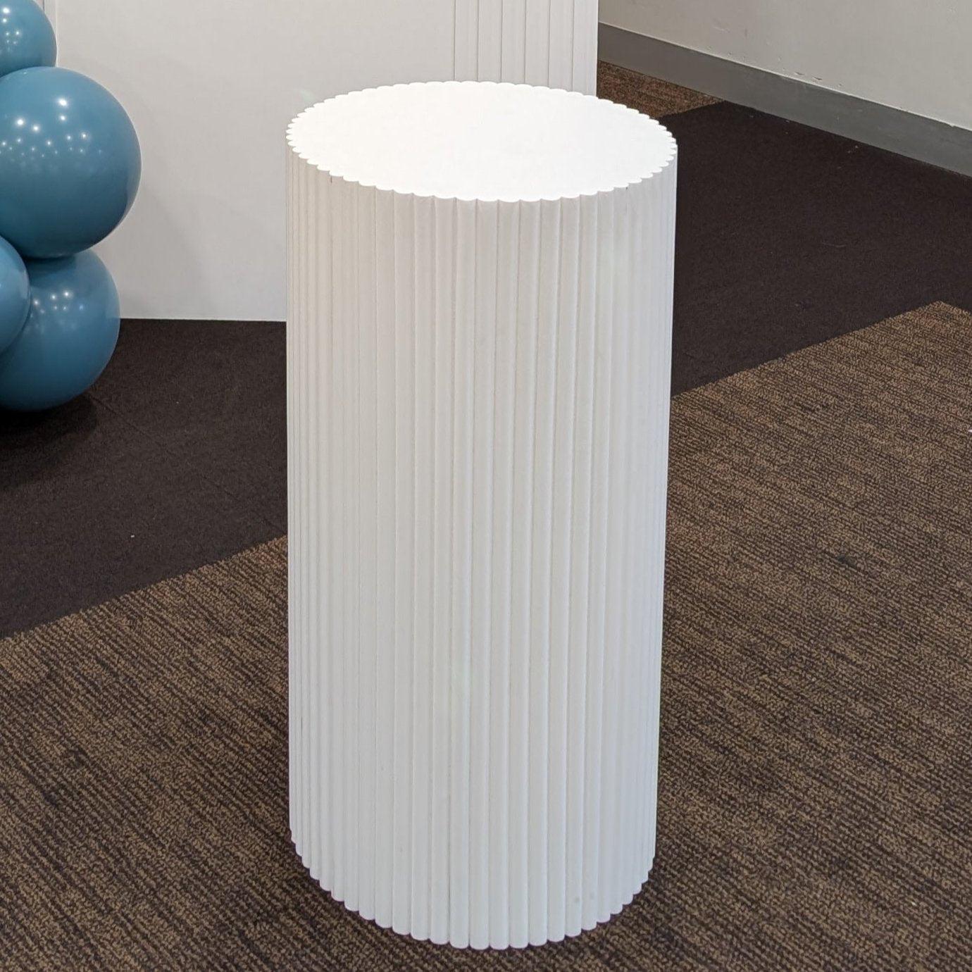White Round Ribbed Plinth Hire - La Bambina