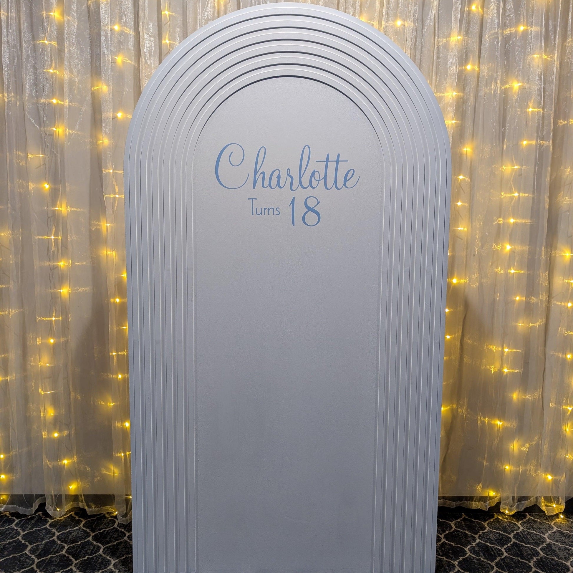 White Ribbed Arch Backdrop Hire La Bambina